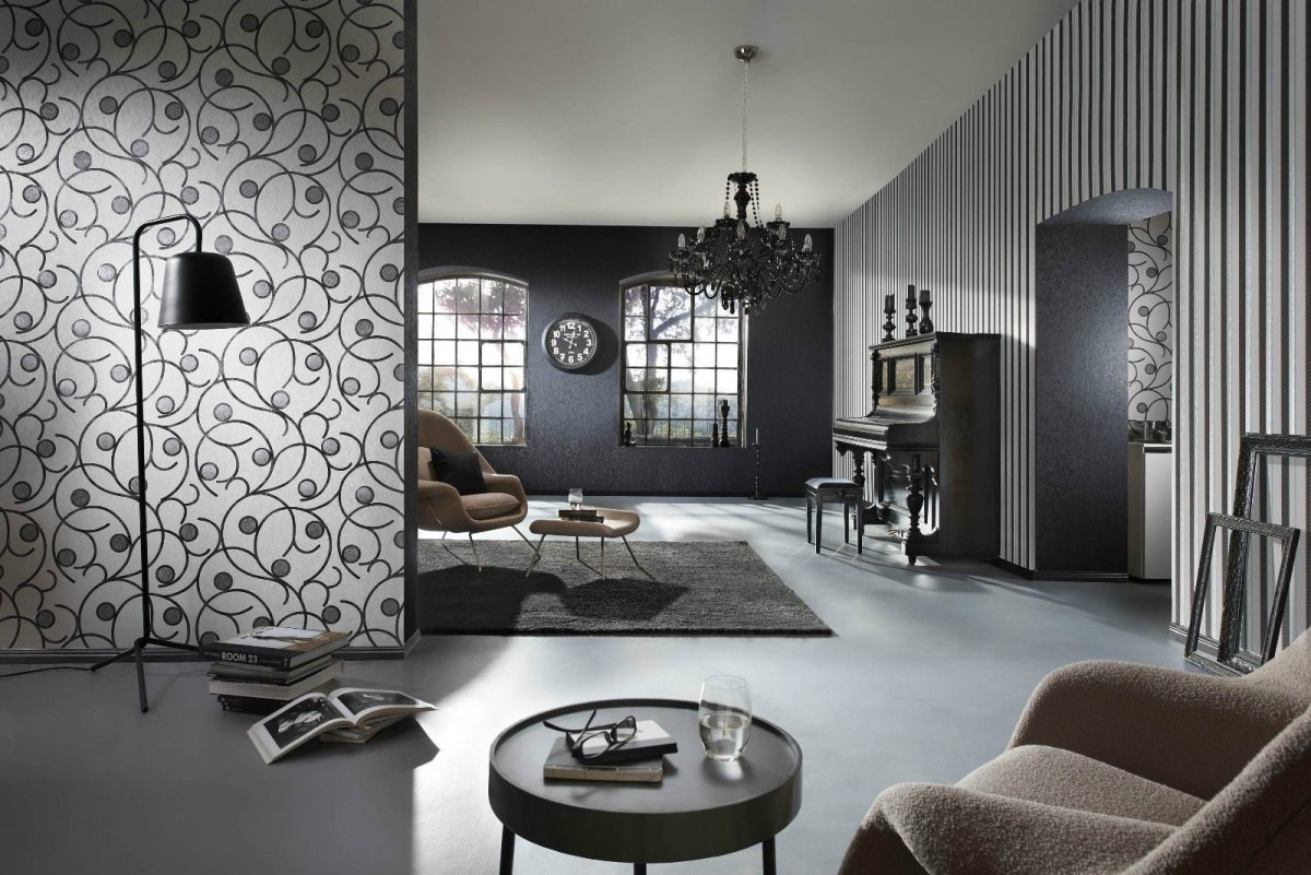 Черные обои для стен в интерьере