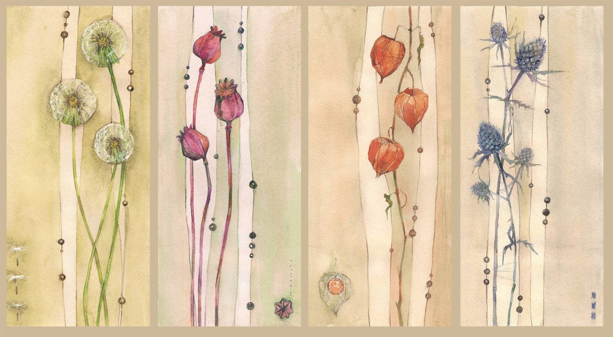 Растительные мотивы в акварели