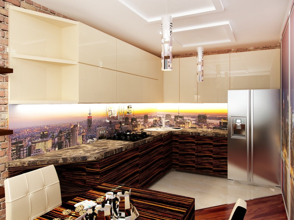 Необычный дизайн помещения кухни