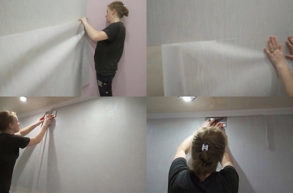 Клеим обои горизонтально