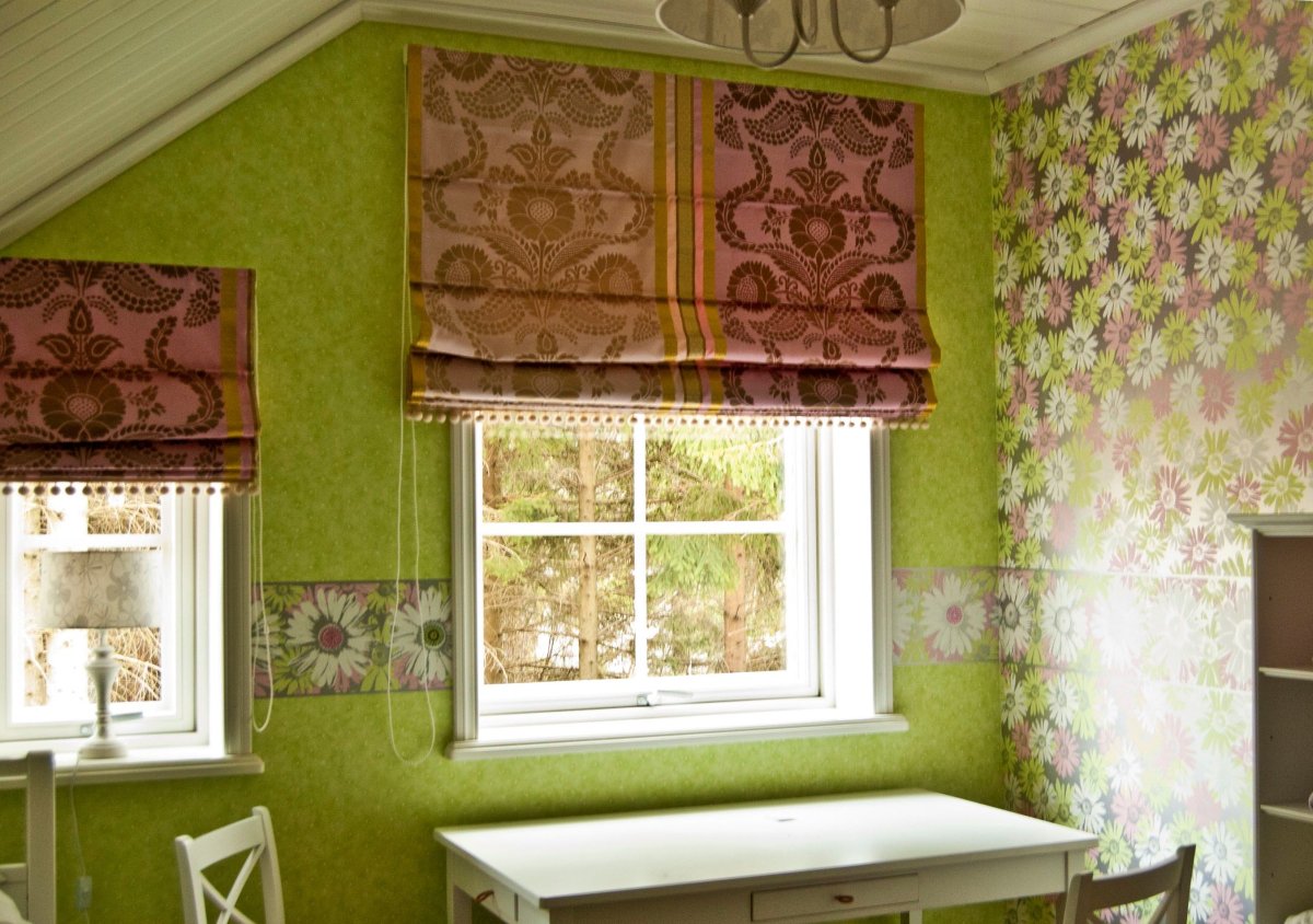 Римские шторы горчица изумруд