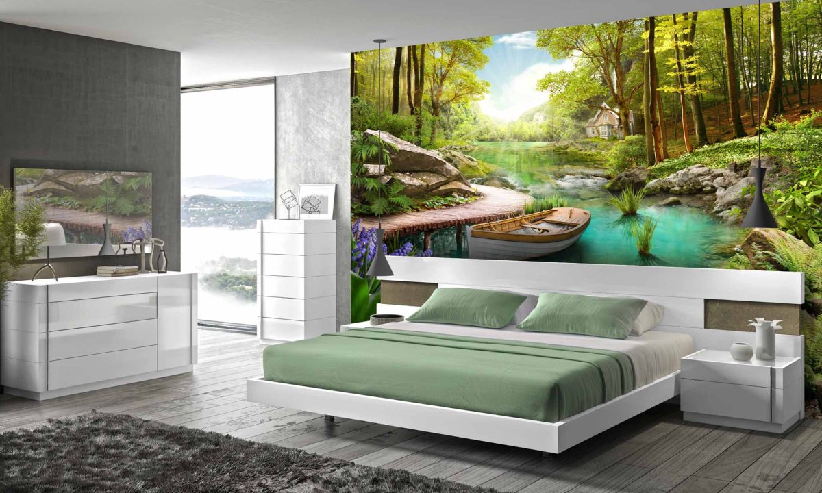 Фотообои в спальню над кроватью 3д водопад