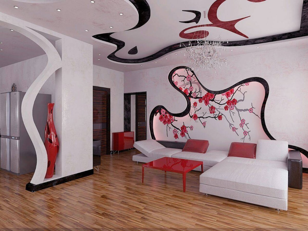 Узоры из гипсокартона на стенах