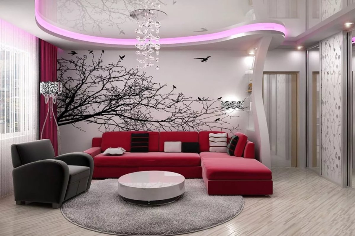 Натяжные потолки для зала в квартире