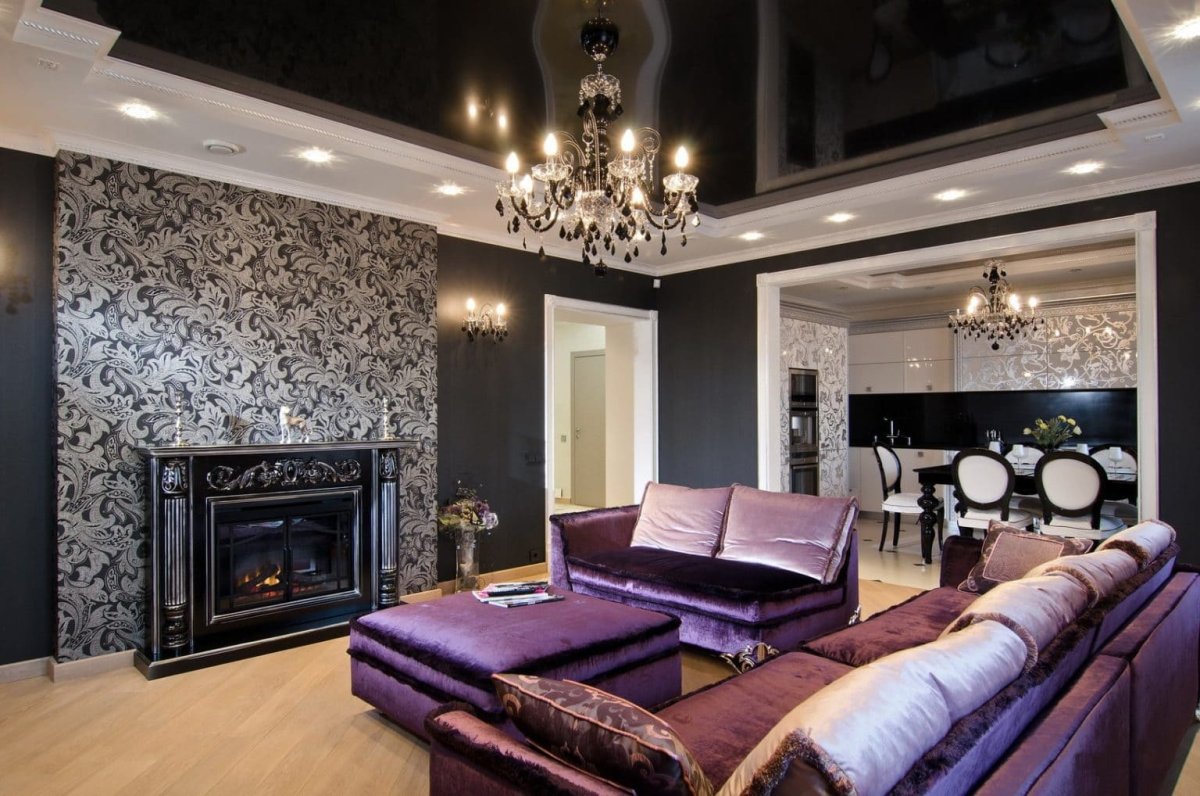 Натяжные потолки в зал в стиле арт деко