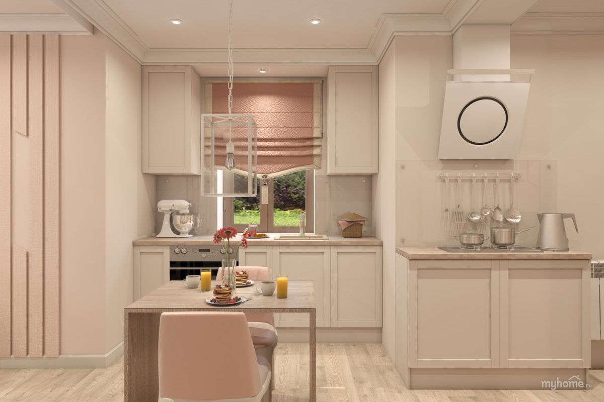 Кухня цвета пудры