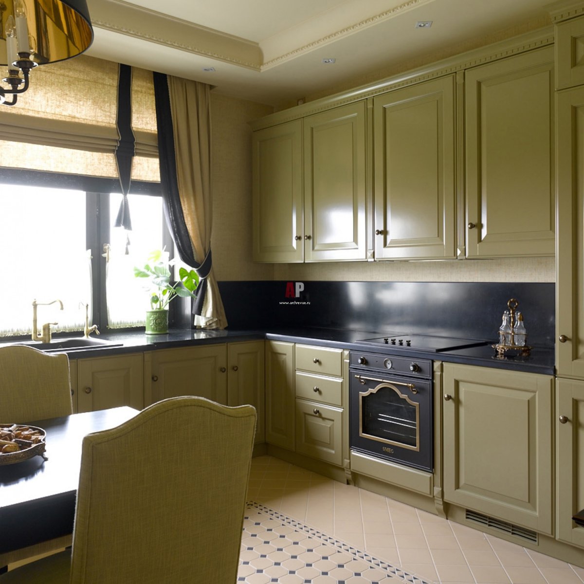 Кухня Неоклассика фисташковая