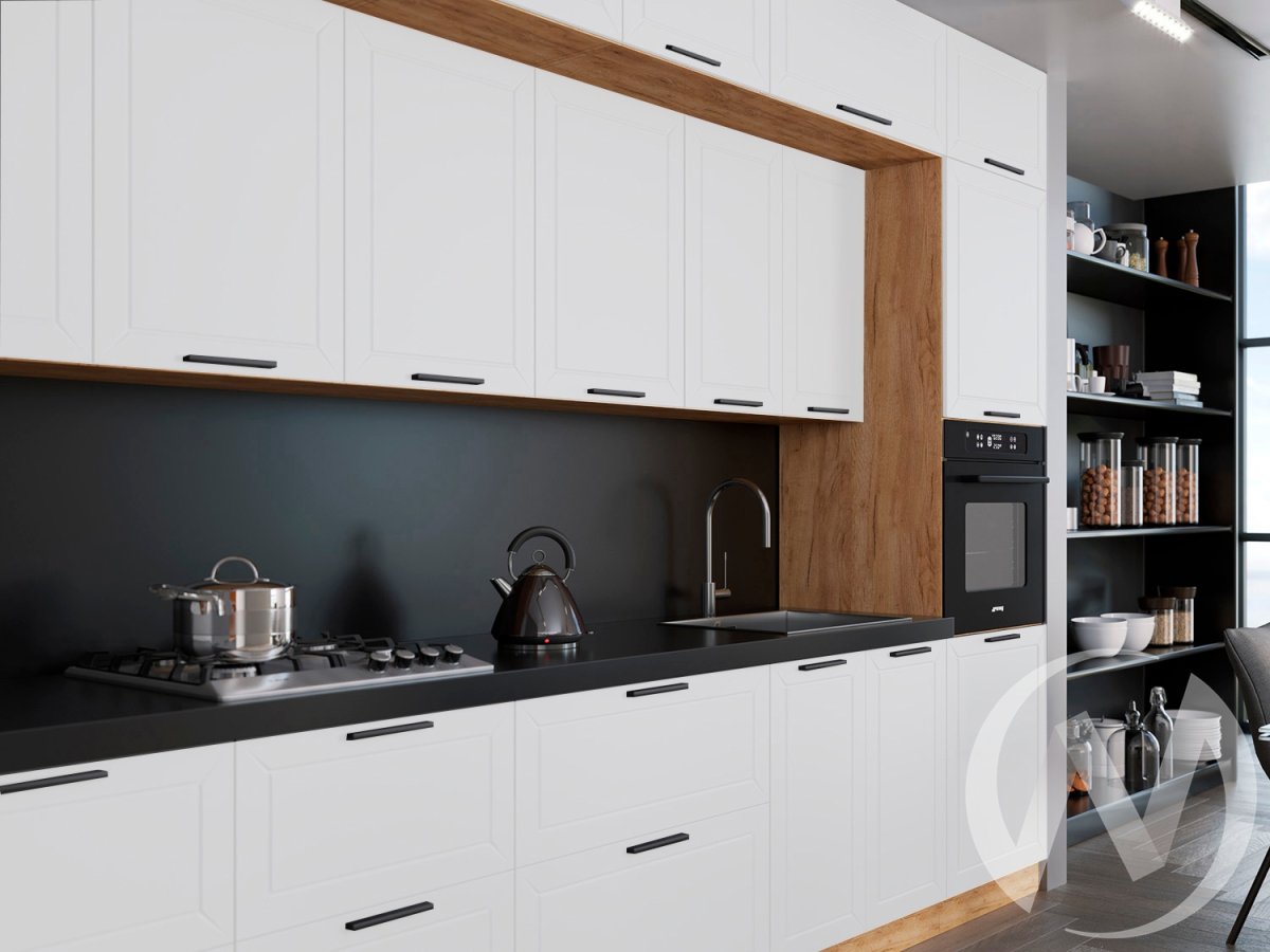 Кухня "Глетчер": (Айленд Силк/корпус дуб крафт золотой)