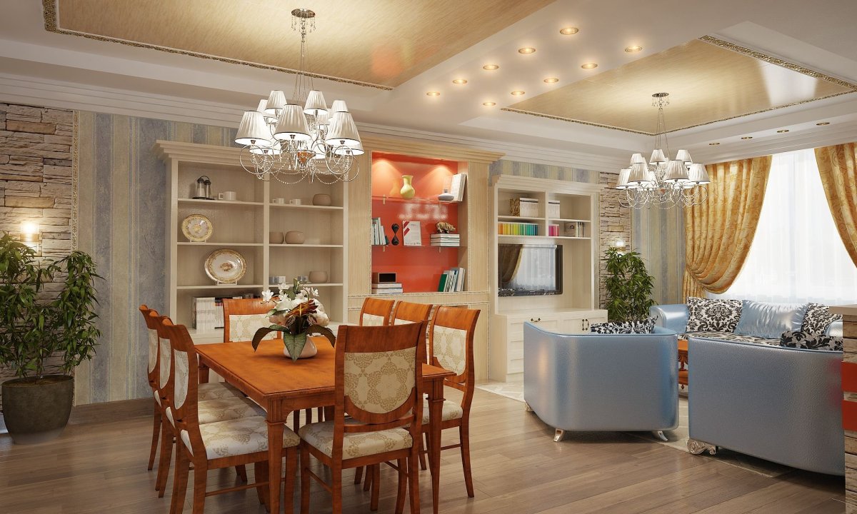 Визуализация интерьер столовая