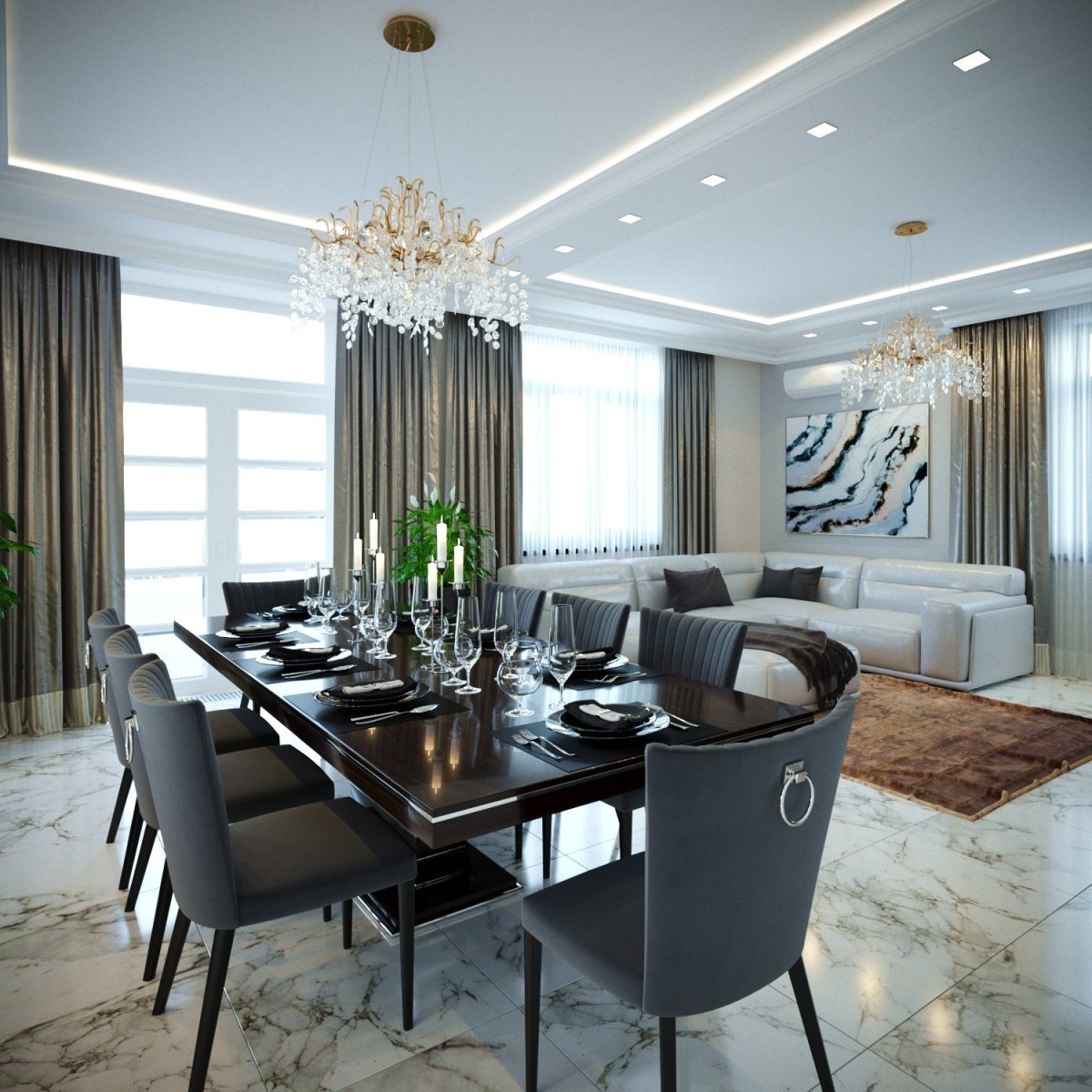 Гостиная со столовой зоной