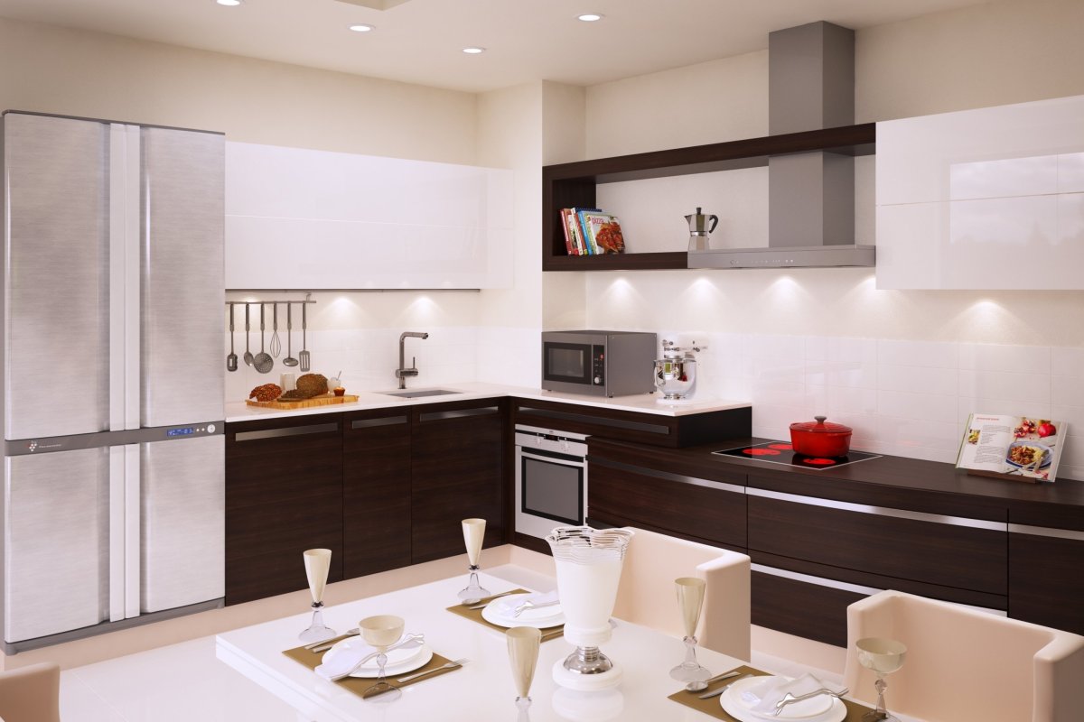 Кухни шоколадного цвета с молочным