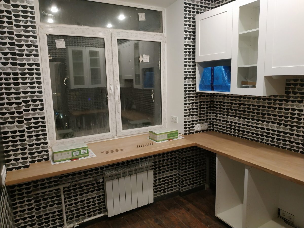 Подоконник-столешница на кухне