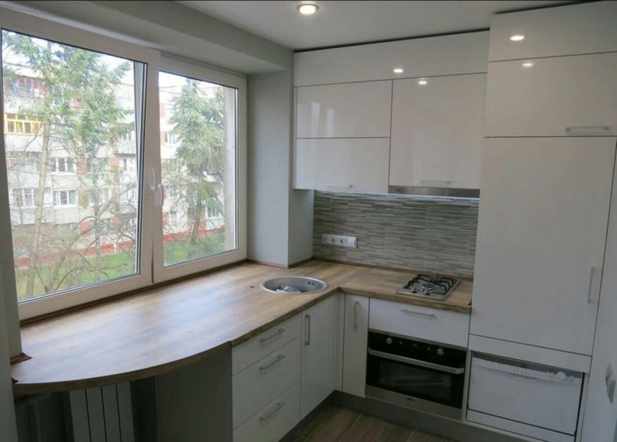 Подоконник-столешница на кухне