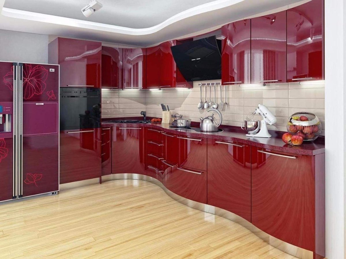 Кухня вишневого цвета