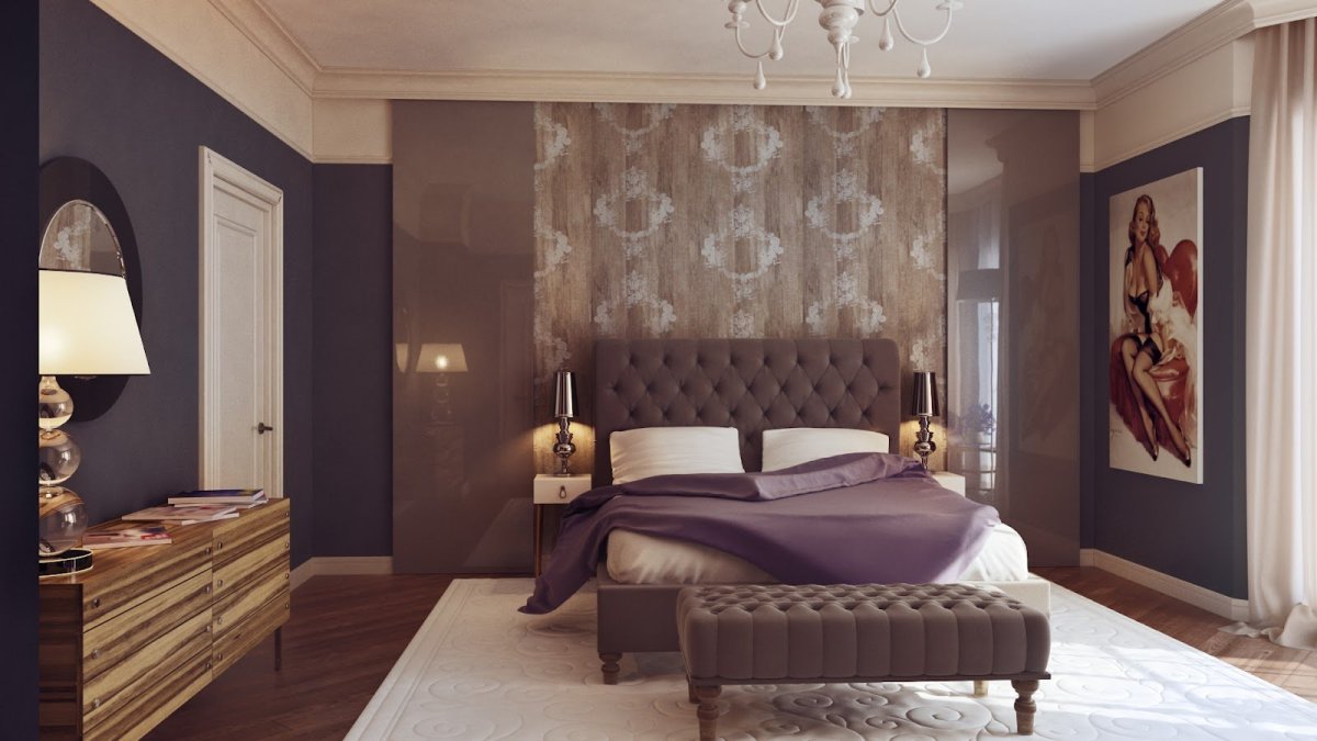 Обои для спальни комбинированные