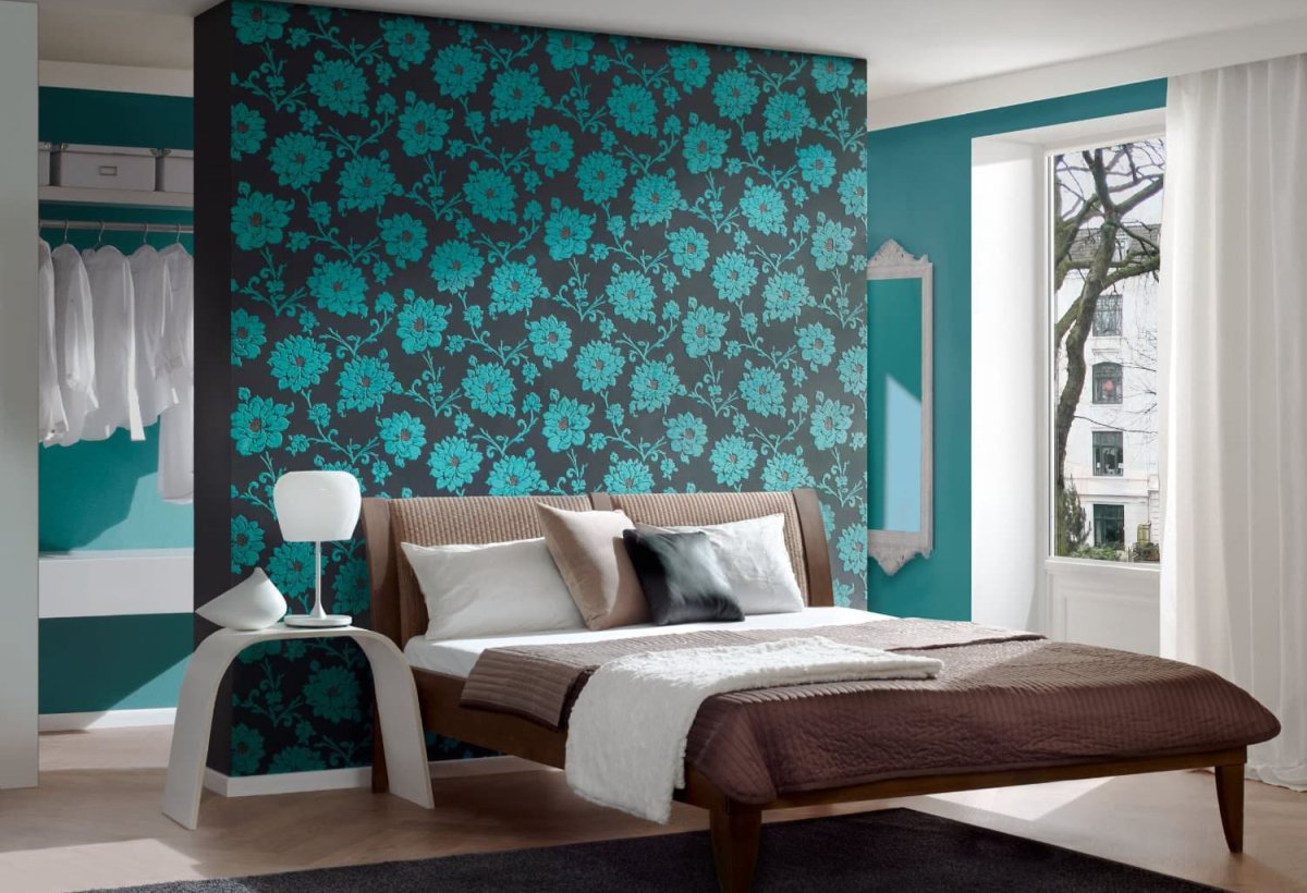 Спальня в бирюзовом цвете