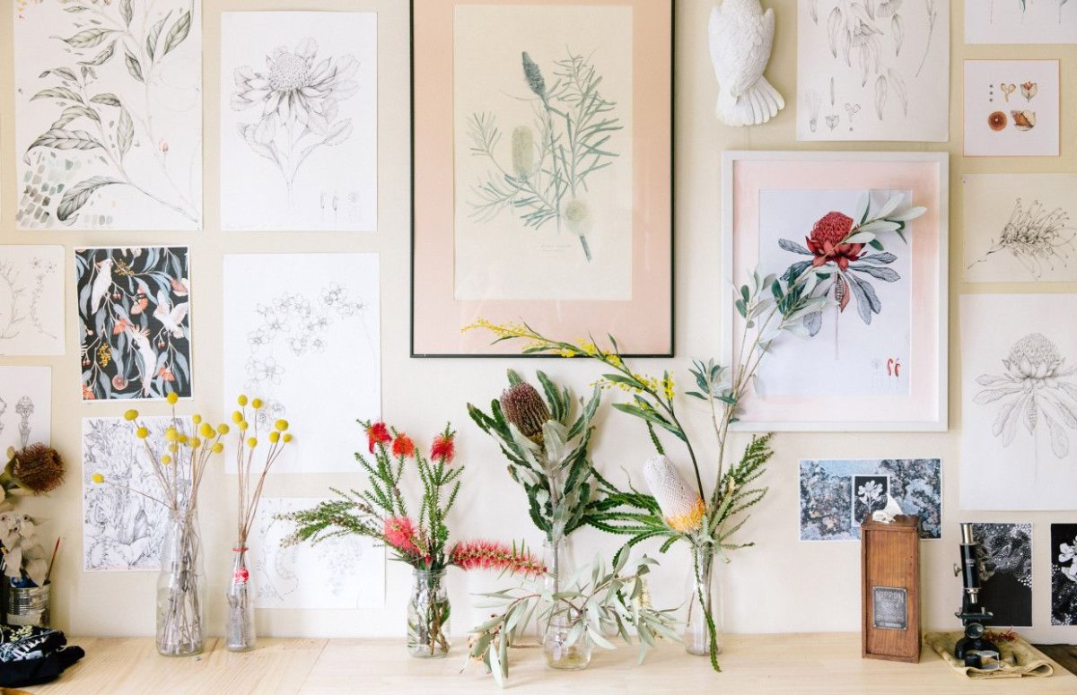 Ботанические иллюстрации в интерьере