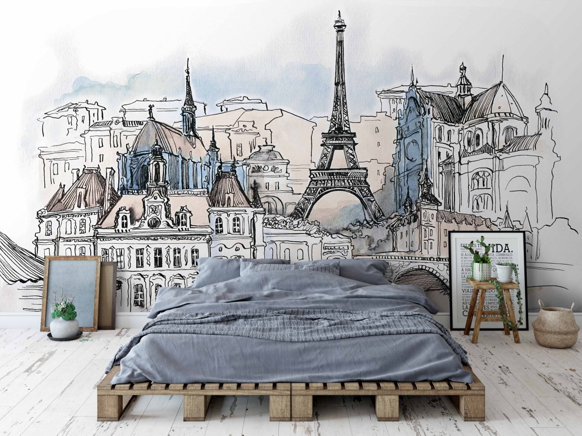 Обои Париж в интерьере спальни