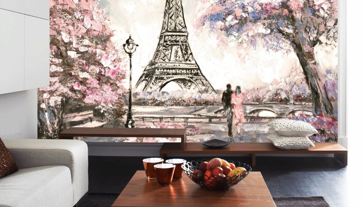 Обои с Эйфелевой башней в интерьере