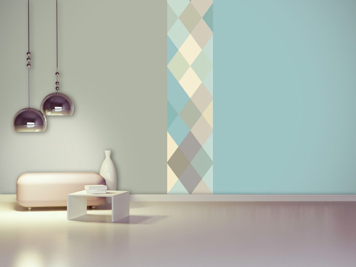 Покраска стен ромбики в интерьере