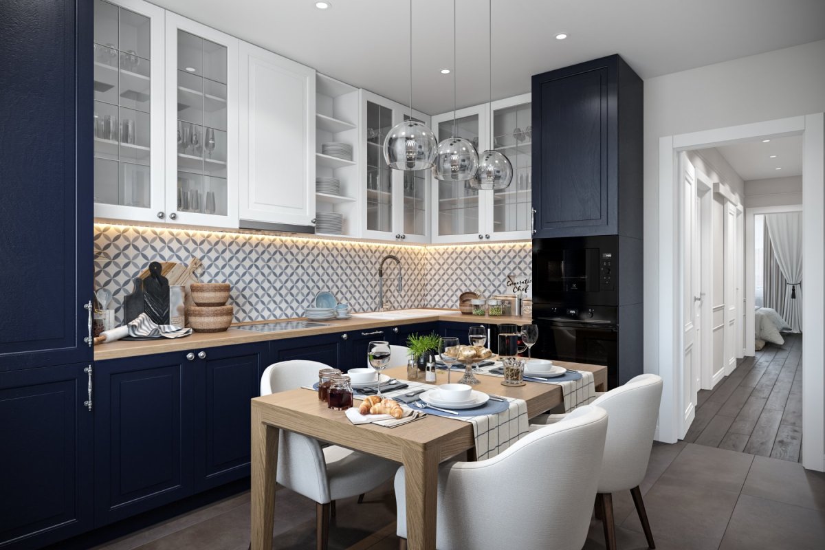 Икеа кухни Неоклассика синие