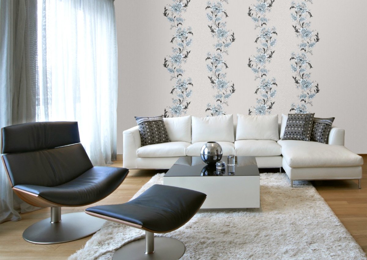 Обои с кругами в интерьере гостиной