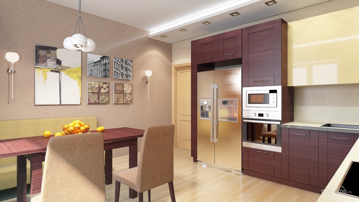 Кухня в теплых тонах