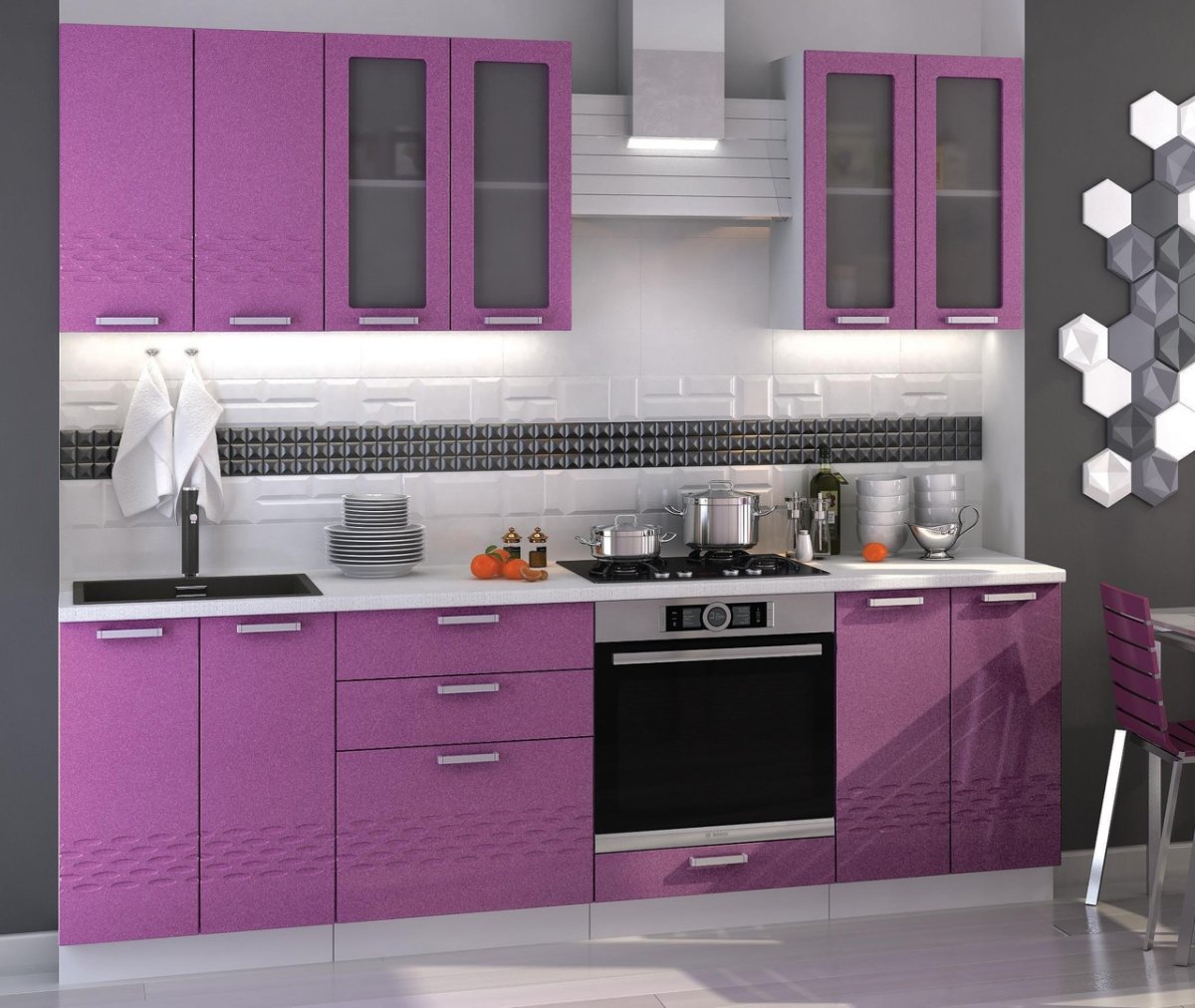 Кухня Глория олива металлик