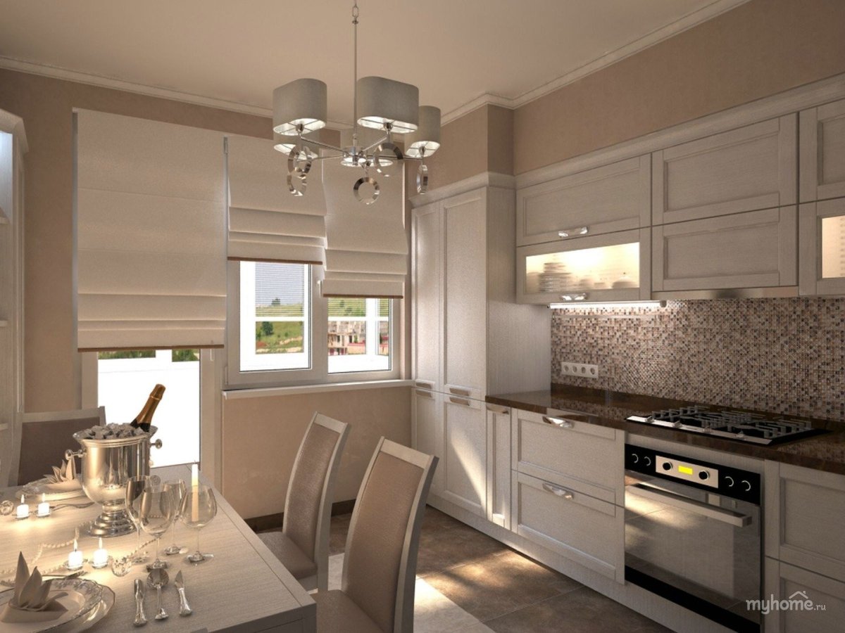 Кухня в серо бежевых тонах