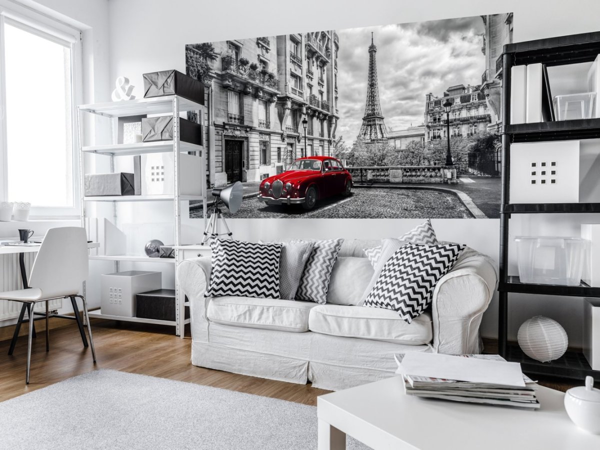 Черно белые фотообои в интерьере