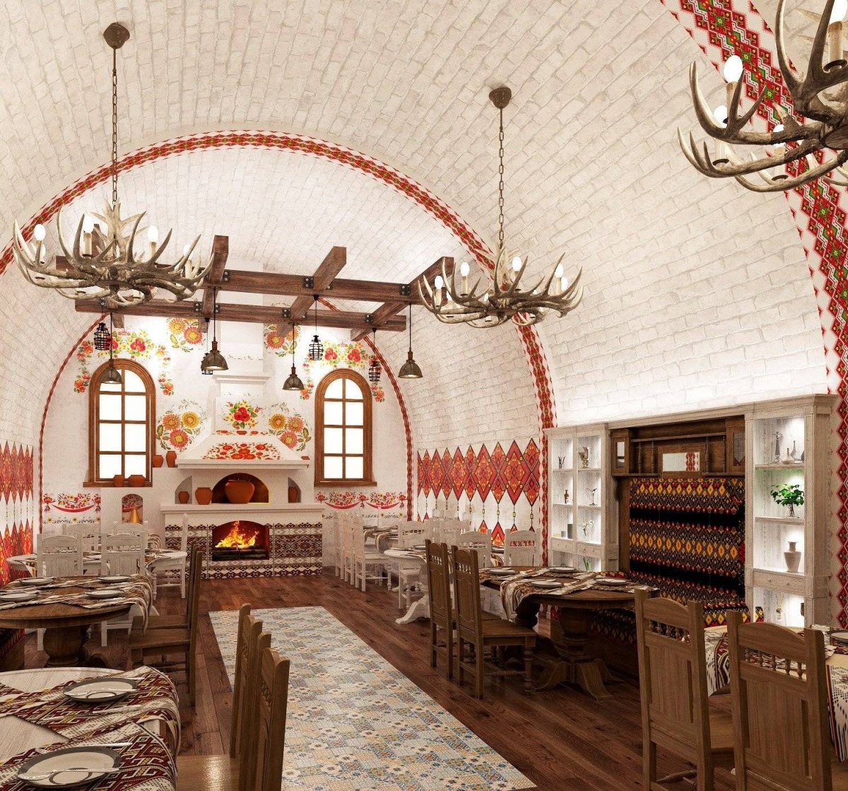 Интерьер ресторана в украинском стиле