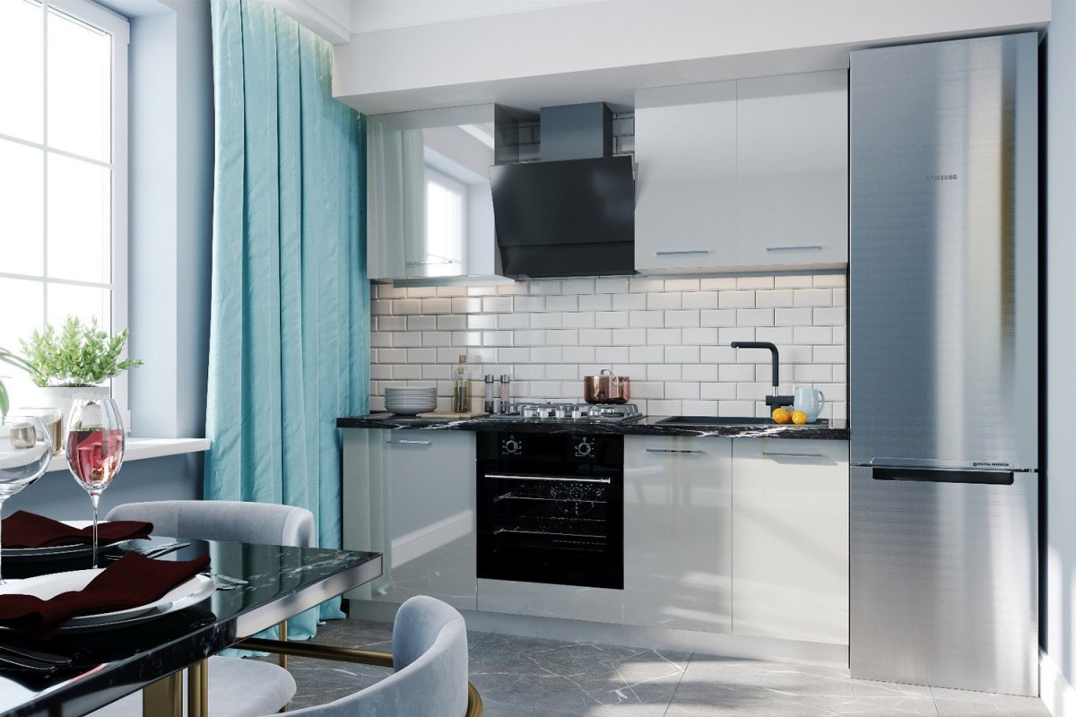 Модульный кухонный гарнитур Амика серый перламутровый