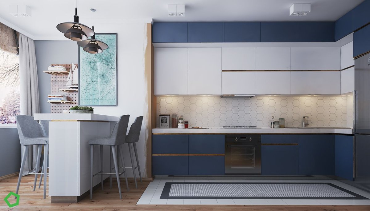 Кухня в холодных тонах