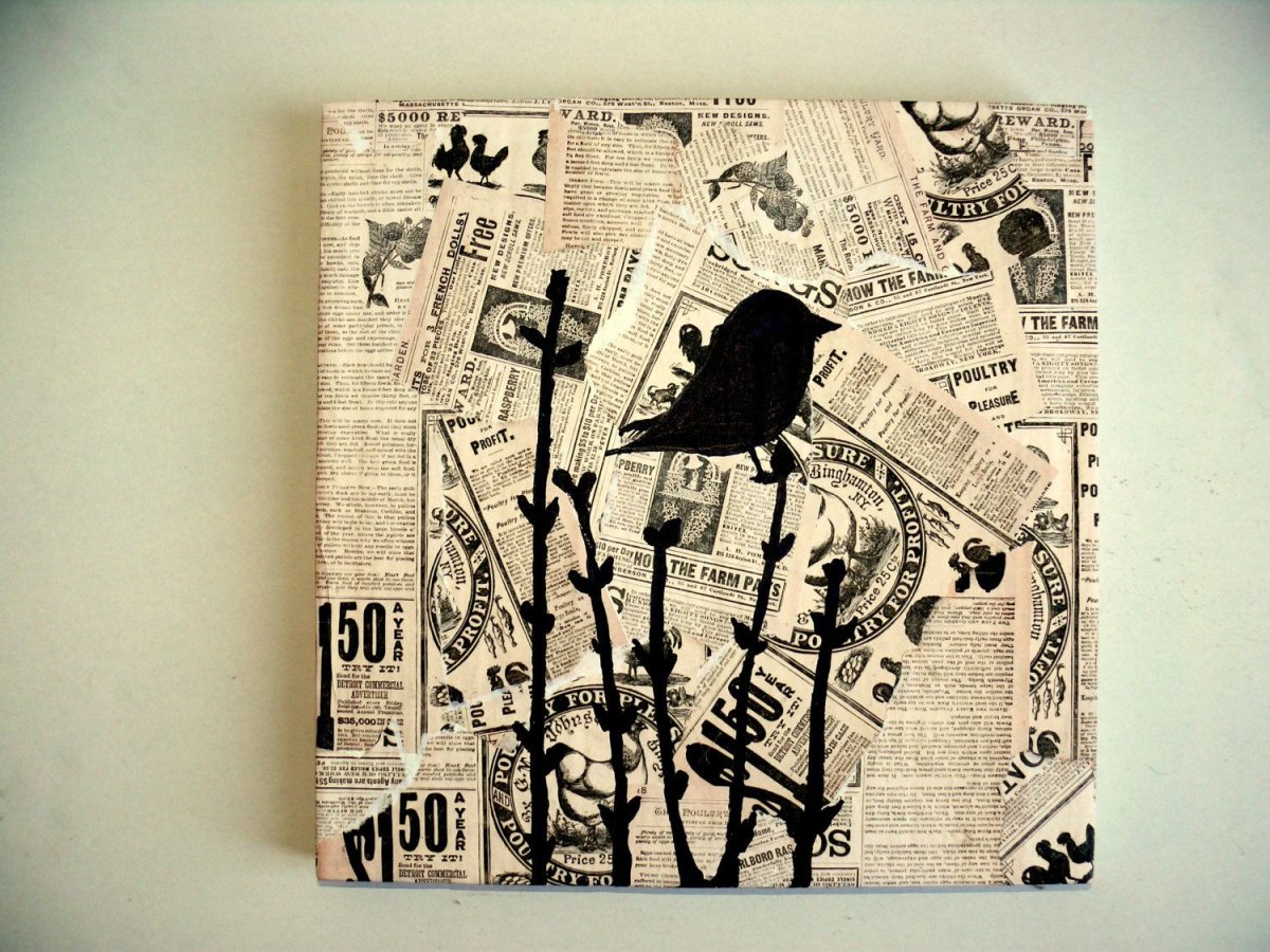 Панно коллаж из газеты