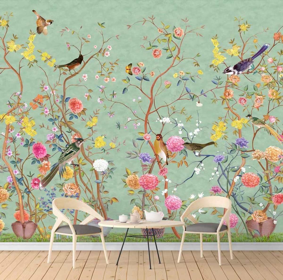 Фреска Райский сад в стиле Шинуазри