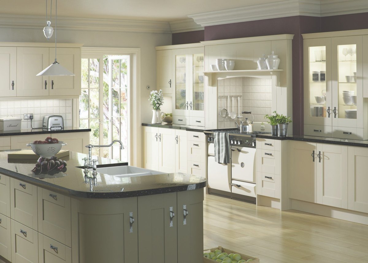 Кухня слоновая кость с серым