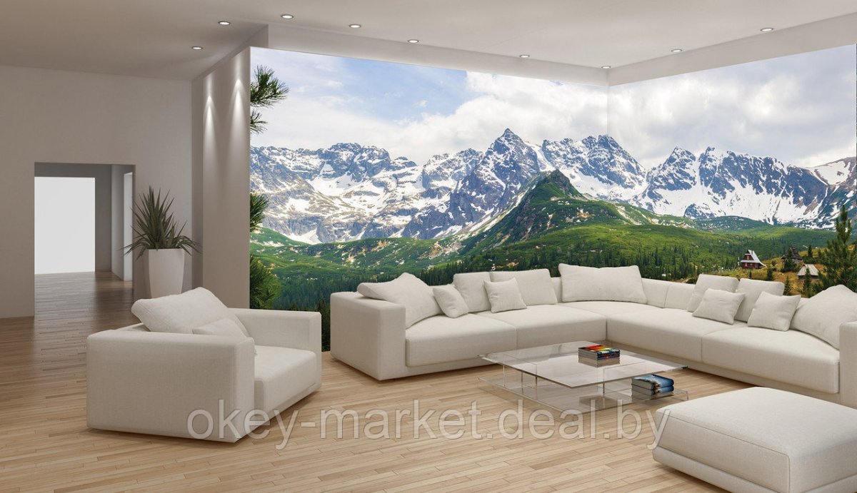 Угловые фотообои на стену в гостиную