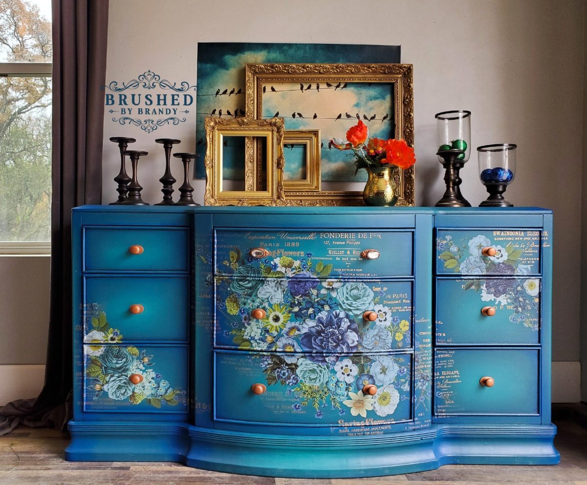 Декупаж мебели голубых тонах