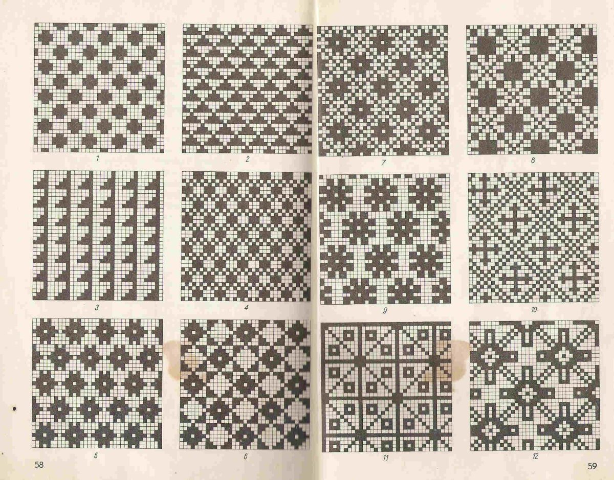 Мелкий жаккард спицами схемы