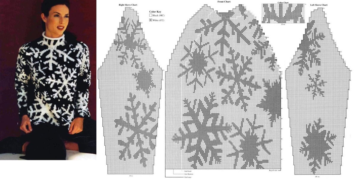 Жаккардовый свитер со снежинками