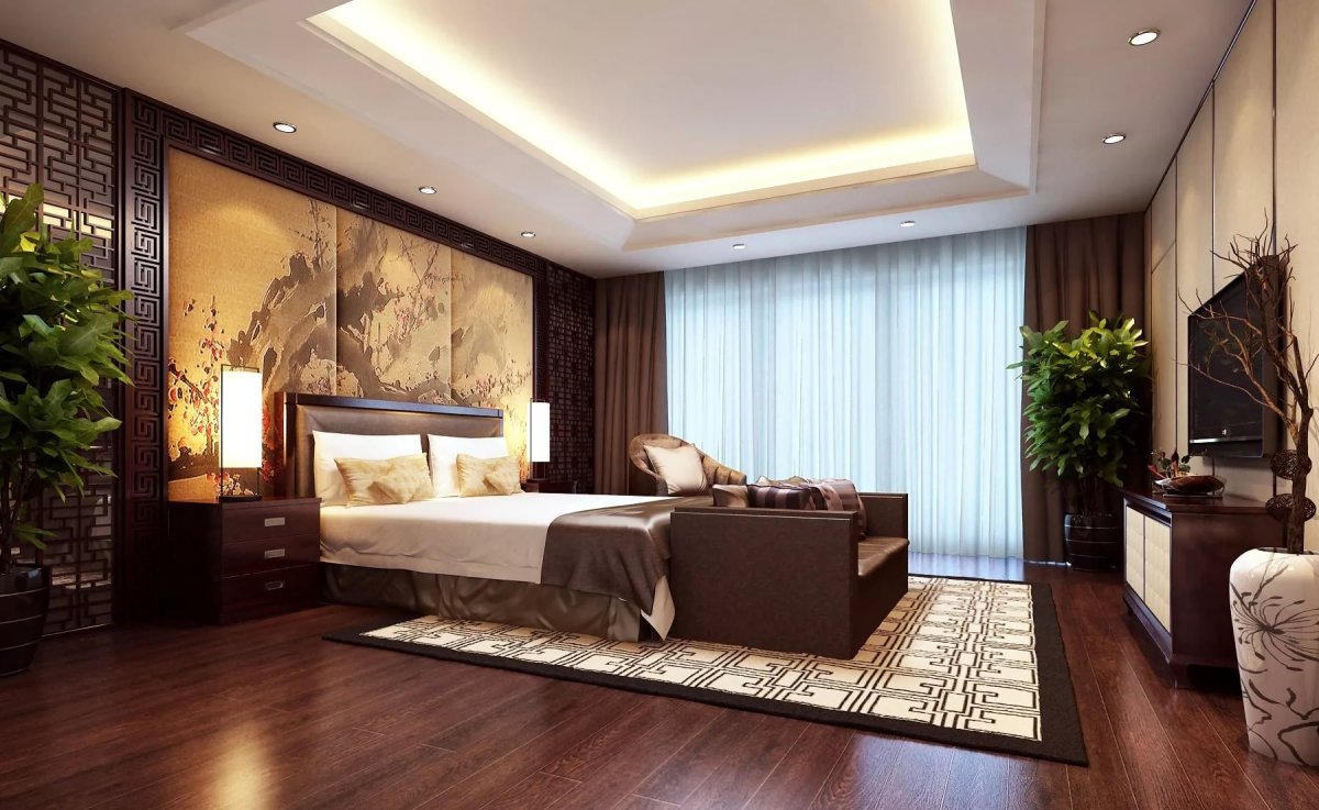 Спальня в коричневых тонах