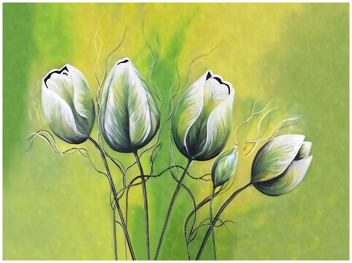 Акварель тюльпан в раме