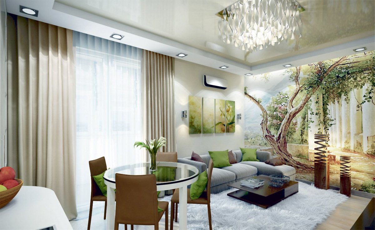 Фрески в интерьере кухни гостиной