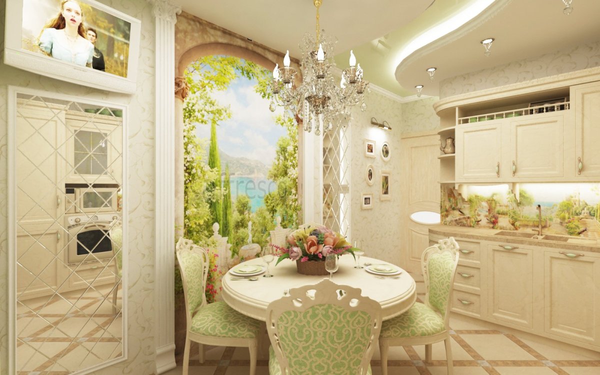 Фреска на кухню в стиле Прованс