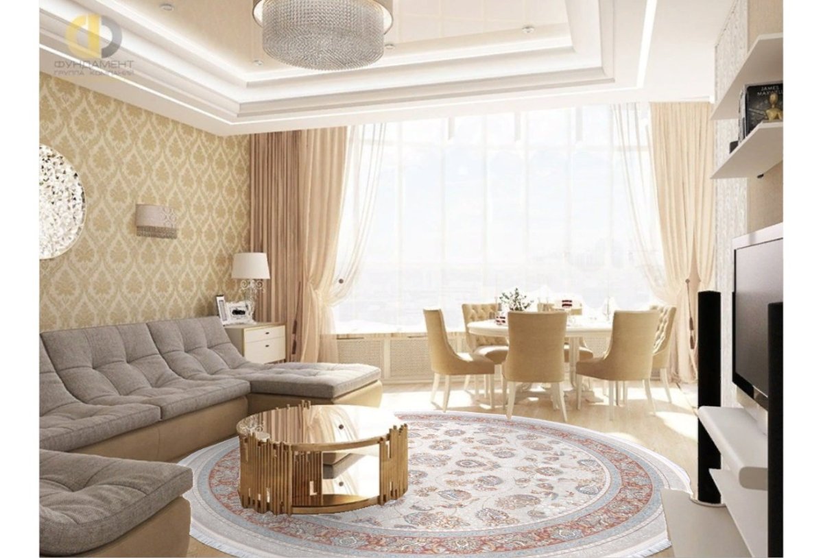 Интерьер Неоклассика гостиная 18м