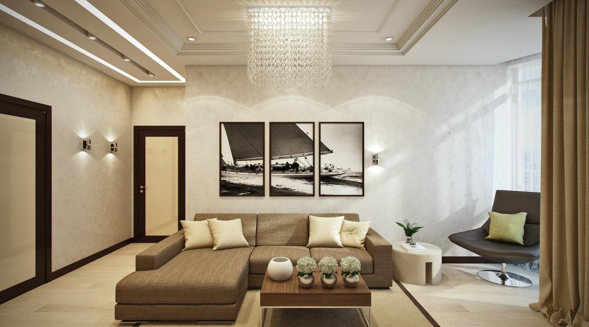 Бежевый цвет спальня-гостиная