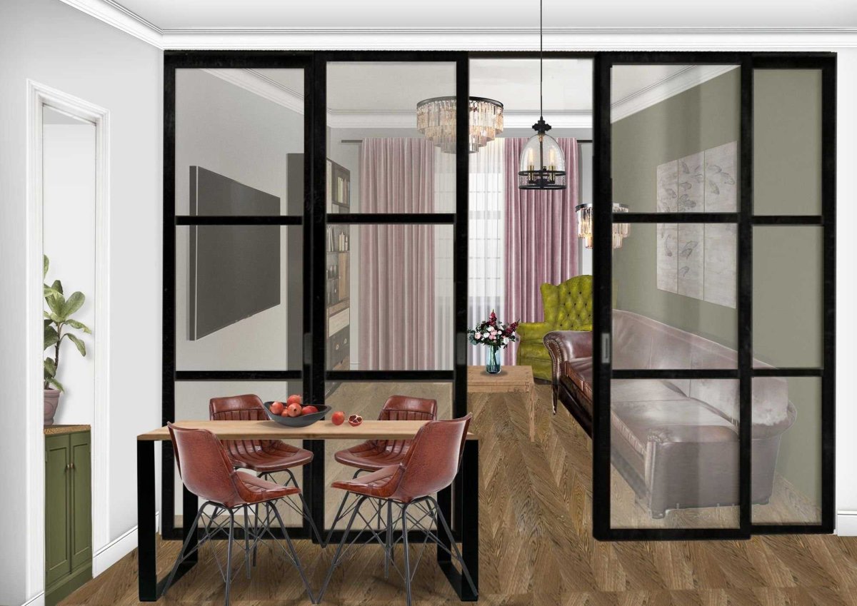 Раздвижная перегородка между кухней и гостиной