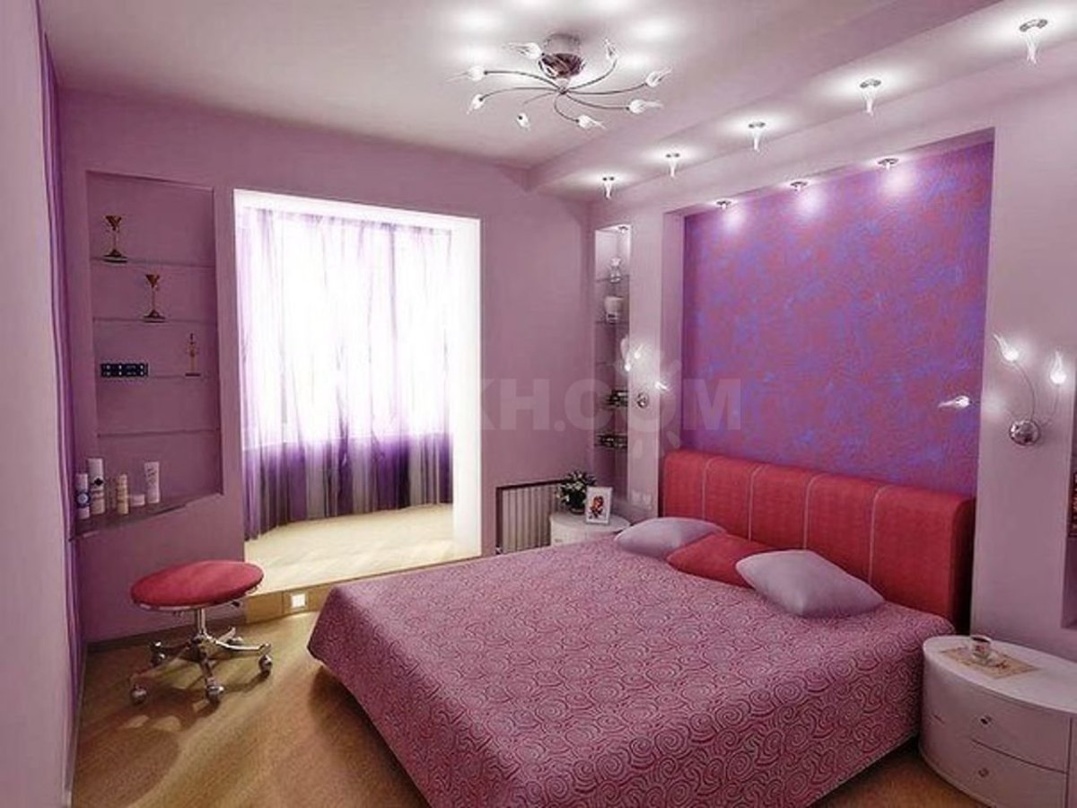 Интерьер спальни в хрущевке в розовых тонах