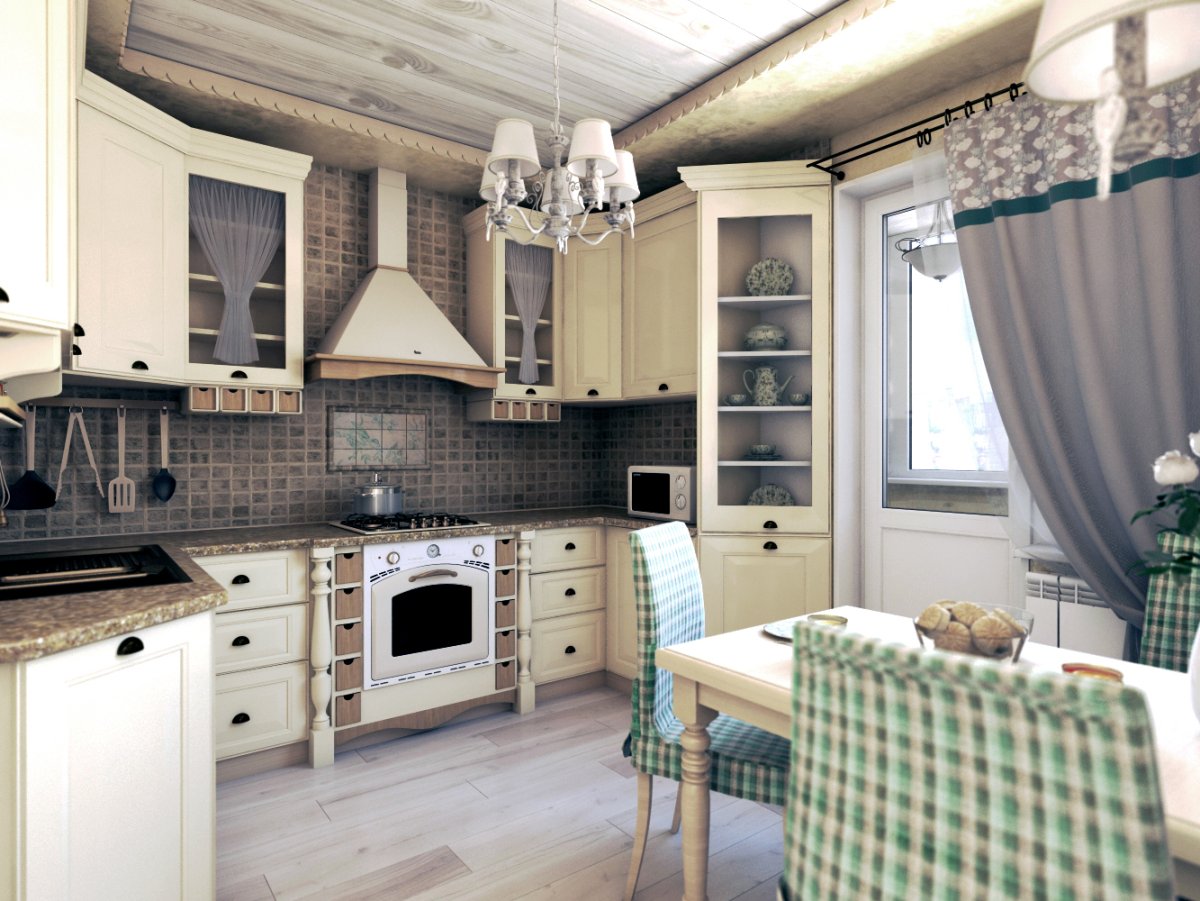 Сканди Прованс кухня в стиле маленькая