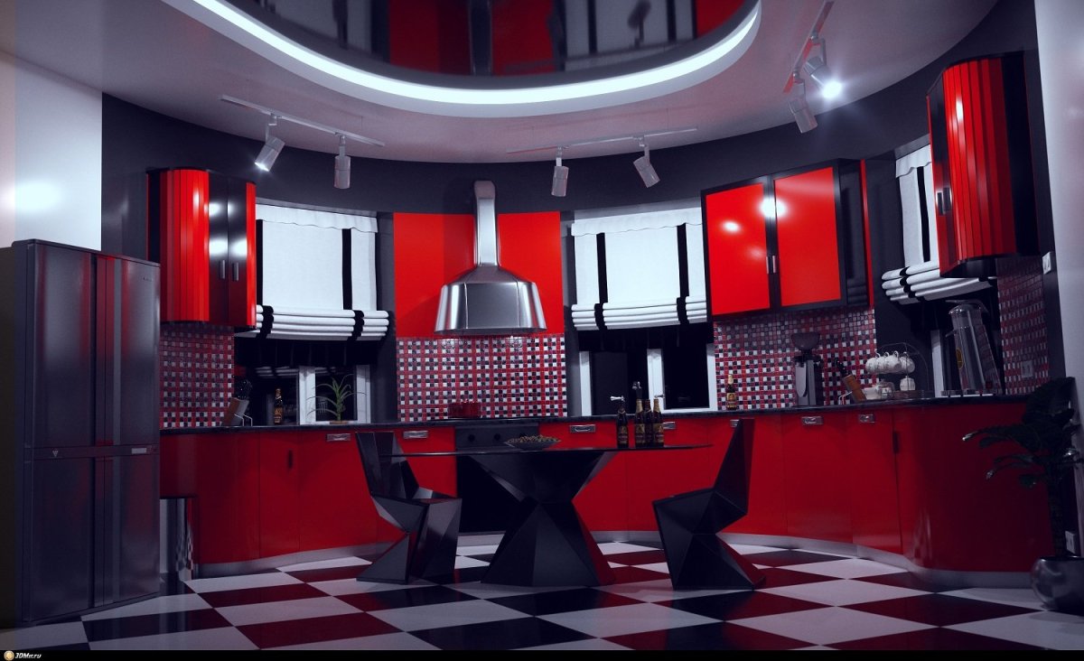 Красно черная кухня